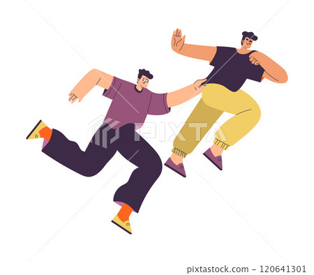 Rivalry and Fierce Competition with Man Character Moving Fast to Aim Vector Illustration 120641301