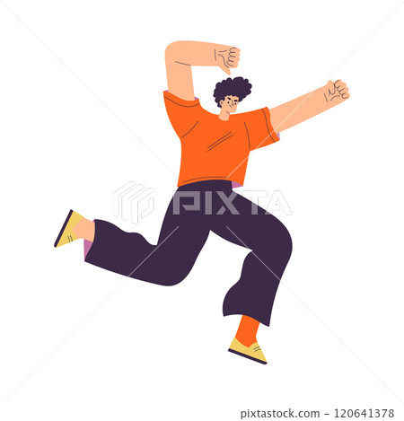 Rivalry and Fierce Competition with Man Character Moving Fast to Aim Vector Illustration 120641378
