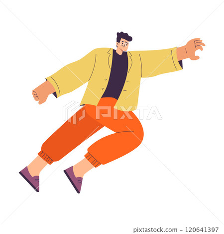 Rivalry and Fierce Competition with Man Character Moving Fast to Aim Vector Illustration Rivalry and Fierce Competition with Man Character Moving Fast to Aim Vector Illustration 120641397