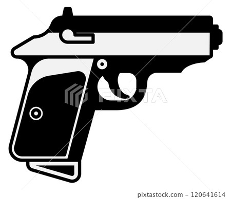 A black and white gun with a silver trigger A black and white gun with a silver trigger 120641614