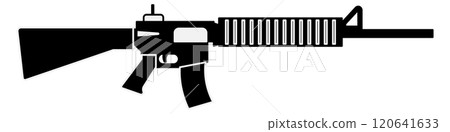 A black rifle with a white barrel 120641633