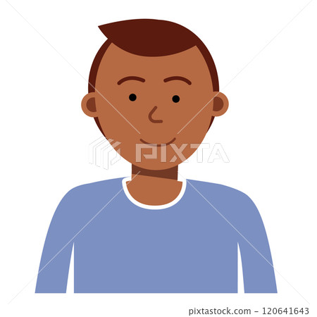 A man with a blue shirt and brown hair is smiling 120641643