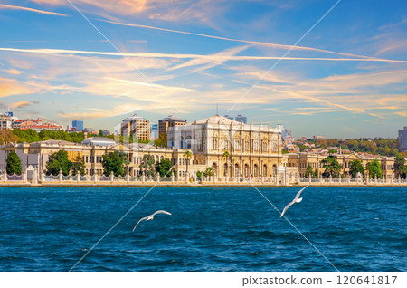 Dolmabahce Palace in the Bosphorus, sunset view, Istanbul, Turkey 120641817