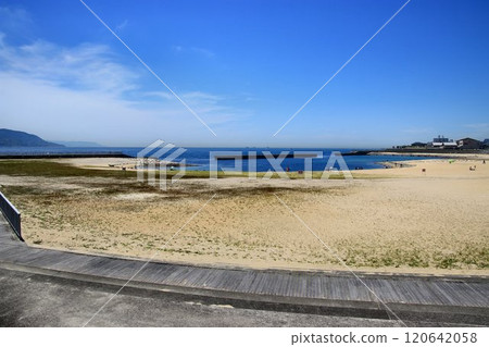 眺望明石海峽大橋和淡路島的開放式海濱公園…“大倉海岸公園” 120642058