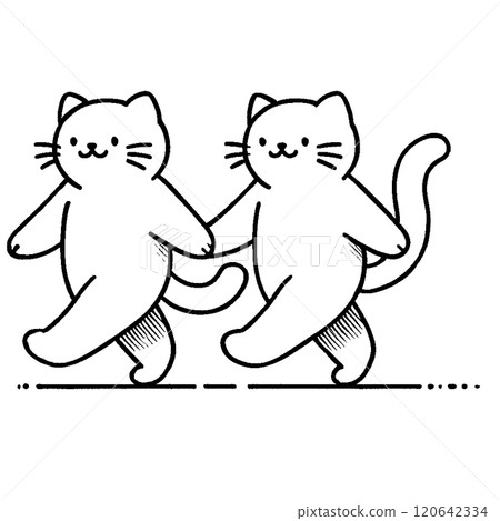 兩隻貓走路 120642334