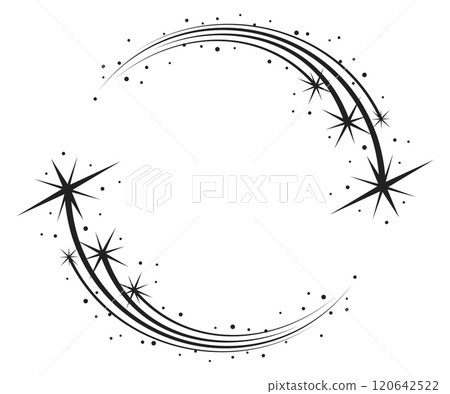 A black and white image of a starry night sky with a spiral design 120642522