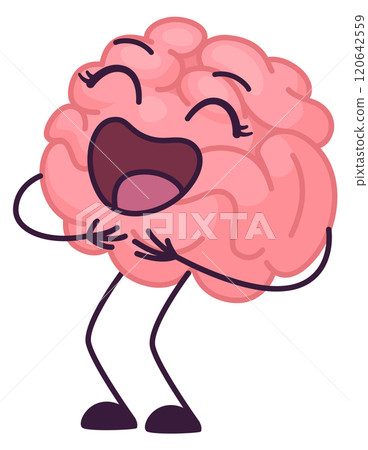 A cartoon brain is smiling and laughing 120642559