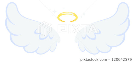 The wings of an angel are shown in white and blue The wings of an angel are shown in white and blue 120642579