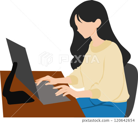一名婦女在電腦上做副業的插圖 一名婦女在電腦上做副業的插圖 120642654