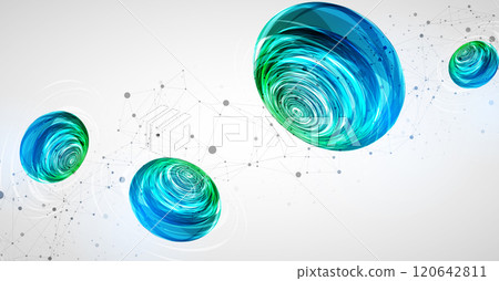 Abstract sci-fi vector background with plexus effect and swirl shapes. Hand drawn. Abstract sci-fi vector background with plexus effect and swirl shapes. Hand drawn. 120642811