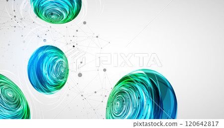 Abstract sci-fi vector background with plexus effect and swirl shapes. Hand drawn. Abstract sci-fi vector background with plexus effect and swirl shapes. Hand drawn. 120642817