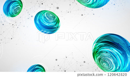 Abstract sci-fi vector background with plexus effect and swirl shapes. Hand drawn. 120642820