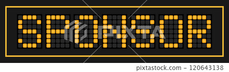 Orange color led banner in word sponsor on black background 120643138