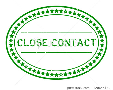 Grunge green close contact word oval rubber seal stamp on white background 120643149