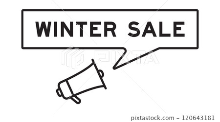 Megaphone icon with speech bubble in word winter sale on white background 120643181