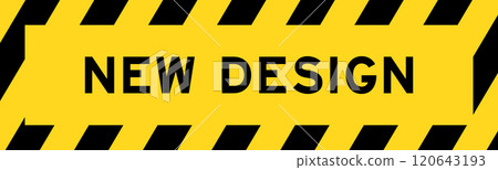 Yellow and black color with line striped label banner with word new design Yellow and black color with line striped label banner with word new design 120643193