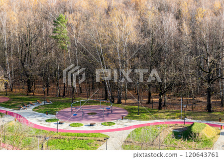 above view of sport playground near birch grove above view of sport playground near birch grove 120643761