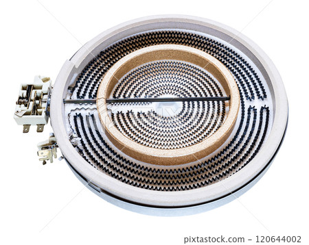 open-coil burner from ceramic heating hob isolated 120644002