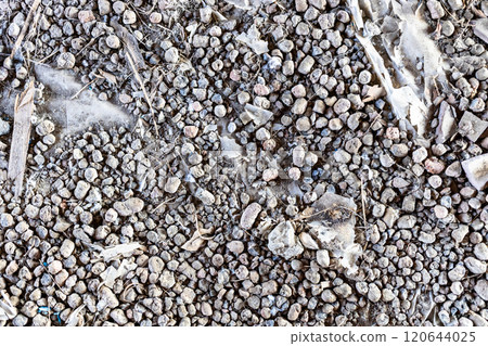 top view of expanded clay and garbage on film top view of expanded clay and garbage on film 120644025