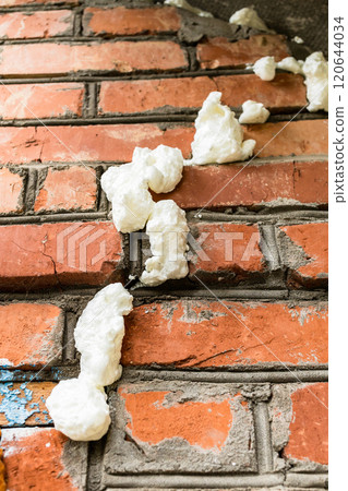 fresh construction foam filled splits in wall 120644034