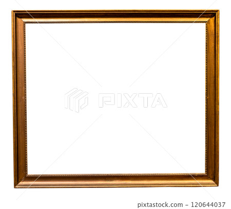 vintage golden wooden painting frame isolated 120644037