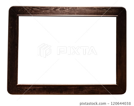 wide brown flat wooden painting frame isolated 120644038