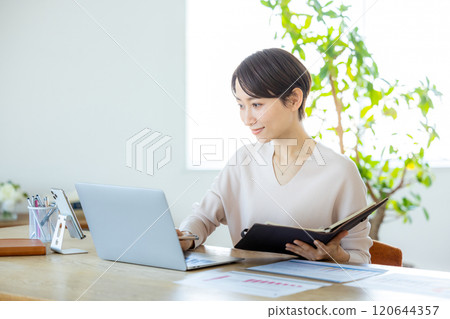 Telework female work 120644357