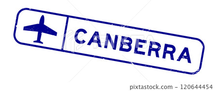 Grunge blue canberra word with plane icon square rubber seal stamp on white background Grunge blue canberra word with plane icon square rubber seal stamp on white background 120644454