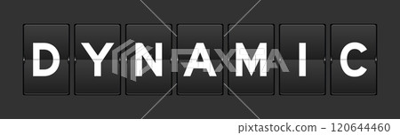 Black color analog flip board with word dynamic on gray background Black color analog flip board with word dynamic on gray background 120644460