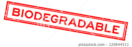 Grunge red biodegradable word square rubber seal stamp on white background 120644511