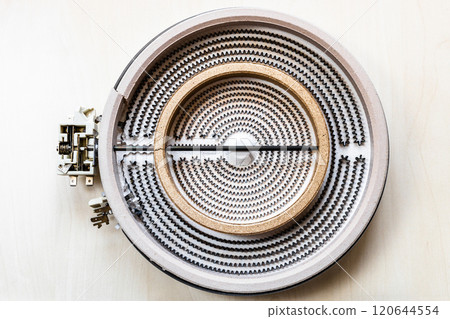 top view open-coil burner from ceramic heating hob 120644554