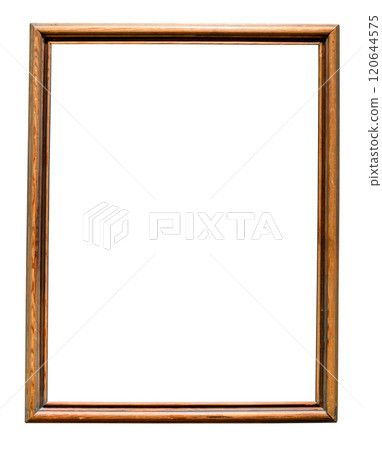 old narrow wooden painting frame isolated 120644575