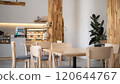 Coffee shops with tables are empty by noon. 120644767