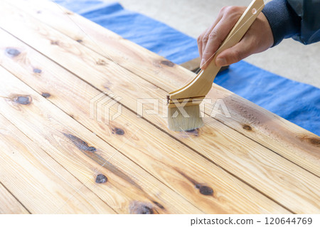 Wood is coated with preservative Wood is coated with preservative 120644769