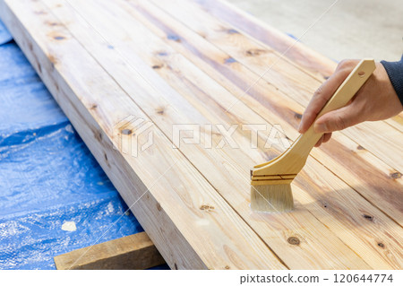 Wood is coated with preservative Wood is coated with preservative 120644774