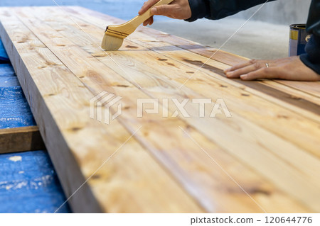 Wood is coated with preservative Wood is coated with preservative 120644776
