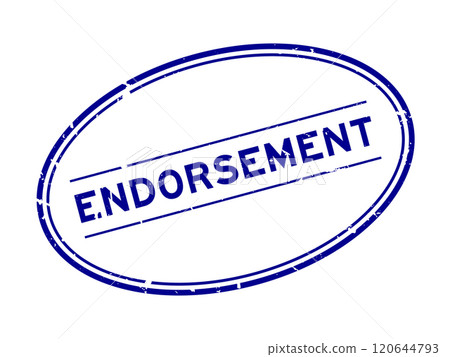 Grunge blue endorsement word oval rubber seal stamp on white background Grunge blue endorsement word oval rubber seal stamp on white background 120644793