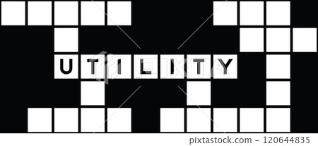 Alphabet letter in word utility on crossword puzzle background 120644835