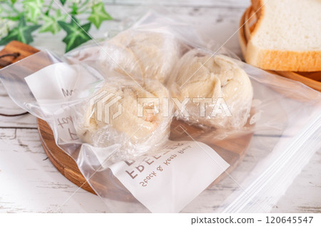 可冷凍拉鍊包裝的肉包式燒麥麵包 可冷凍拉鍊包裝的肉包式燒麥麵包 120645547