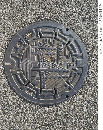 Sewer manholes with design, Japanese city style in Japan 120645549