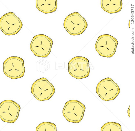 Seamless banana slice pattern on summer tone for background, summer concept. Vector graphic illustration 120645757