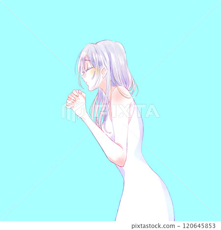 祈禱的女人銀髮 120645853