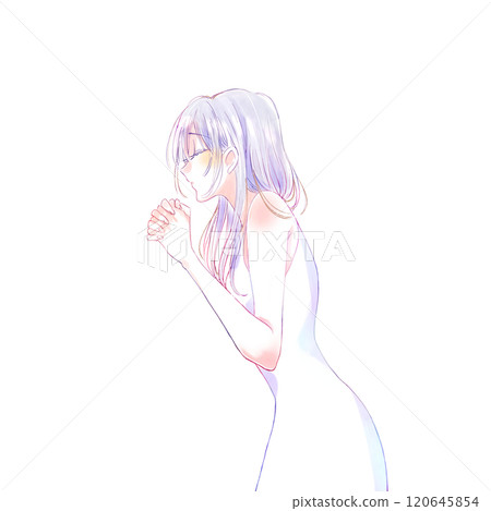 祈禱的女人銀髮 120645854