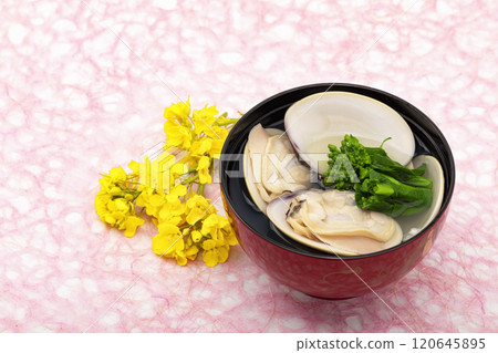 Clam soup and rape blossoms 120645895