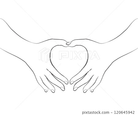 Female Arms Gesturing Heart With Fingers Vector Illustration 120645942