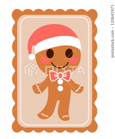 Cute Gingerbread Man With Santa Hat Stamp Cute Gingerbread Man With Santa Hat Stamp 120645971