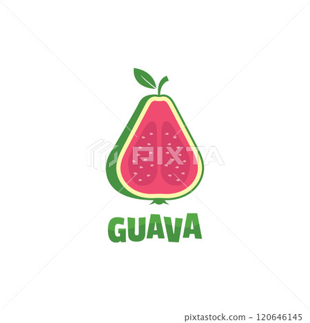 Vector Fresh Guava Fruit Illustration Logo Template. Suitable For Fruit Trading Business and Fresh Fruit Juice. 120646145
