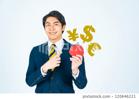 Male business person holding a wallet Male business person holding a wallet 120646221