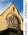 Rose window of The Welsh Presbyterian Church in Chester,UK. 120646627
