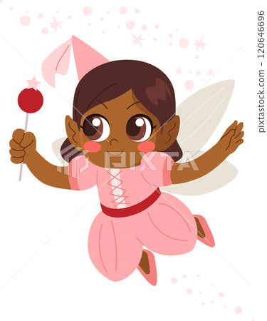 Cute Cartoon Ballerina In Pink Dress Holding Magical Wand Vector Illustration Cute Cartoon Ballerina In Pink Dress Holding Magical Wand Vector Illustration 120646696